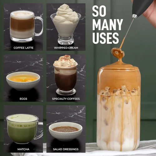 Vista 23 de Zulay Milk Boss Espumador de leche potente manual, hace espuma para latte, batidor para mezclar bebidas, café, miniespumador para capuchino, frappé