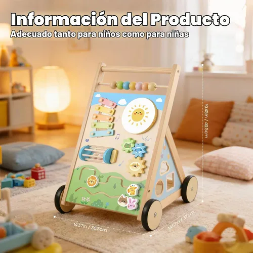 Vista 2 de Caminante de madera para bebés con ruedas Baby Push Walker Montessori