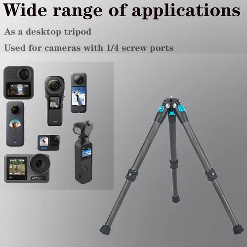 Vista 3 de True Carbon Fiber 3model Micro Desktop Mini trípode para Insta360 Insta 360 Azul