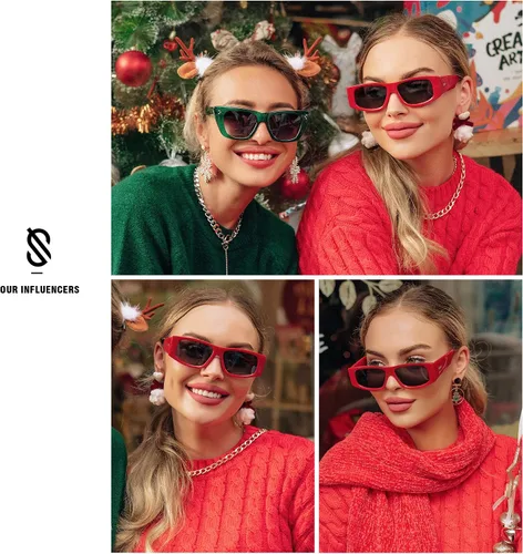 Vista 3 de SOJOS Gafas de sol polarizadas rectangulares retro de moda 80s 90s Y2K Narrow Sunnies SJ2228