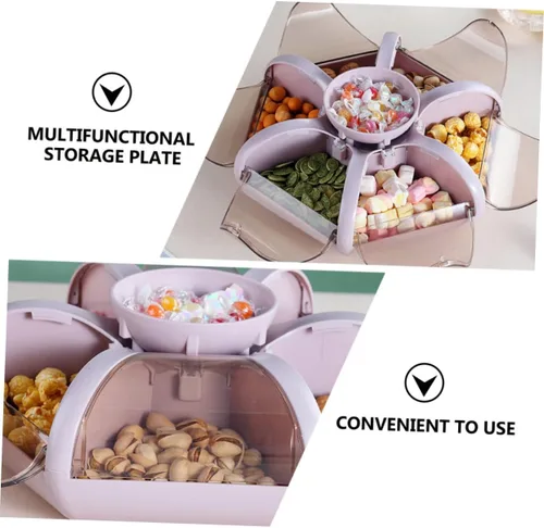 Vista 8 de DOITOOL Bandeja de almacenamiento de bocadillos, tipo flor, caja de dulces de frutas, platos de frutas secas, contenedor de almacenamiento