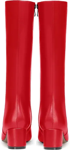 Vista 4 de WAYDERNS Botas altas hasta la rodilla de tacón bajo con cremallera mate para mujer, 2 pulgadas
