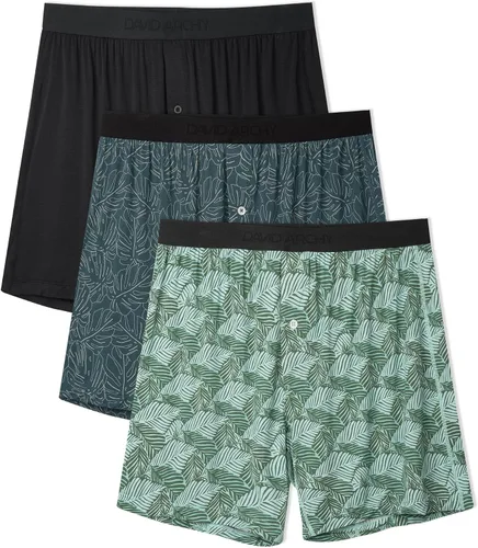 Vista 12 de DAVID ARCHY Calzoncillos tipo bóxer de rayón de bambú para hombre, transpirables, refrescantes, con cierre de botón, ropa interior de ajuste