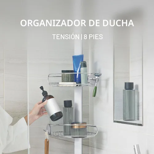 Vista 2 de simplehuman Carrito de ducha de poste de tensión de 8', acero inoxidable y aluminio anodizado
