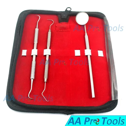 Vista 2 de AA PRO Kit de higiene dental – Incluye raspador TARTER/instrumento de escala, púa dental, hoz dental y espejo bucal, herramientas aprobadas por