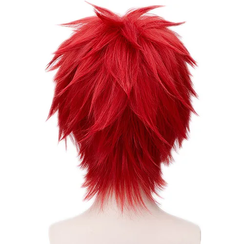 Vista 4 de MSHUI corto rojo peluca anime traje Cosplay Pelucas