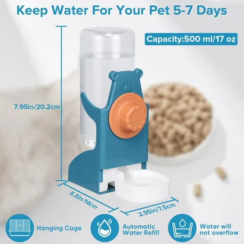Vista 4 de Kenond 17 oz Pet Water Bottle,Guinea Pig No Drip Water Bowl for Cage,Hanging Automatic Gravity Water Dispenser for Small Animals Rabbit Hedgehog