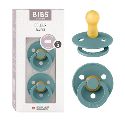 Vista 11 de BIBS - Paquete de 2 chupetes para bebés, goma natural libre de bisfenol A, hechos en Dinamarca, colección Colour, para bebés de 18+ meses, azul bebé
