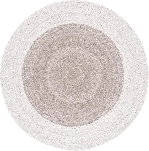 Vista 2 de SAFAVIEH Alfombra trenzada de la colección – Alfombra redonda de 3 pies, color beige y gris claro, casa de campo hecha a mano, ideal para zonas