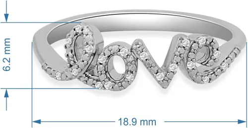 Vista 2 de Jewelili Anillo de plata de ley con diamantes redondos y blancos naturales