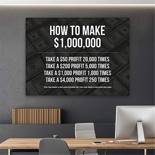 Vista 3 de NATVVA Lienzo con cita motivacional de How To Make 1,000,000 de dólares, arte de pared, póster de dinero, impresiones de pintura, pintura, obras