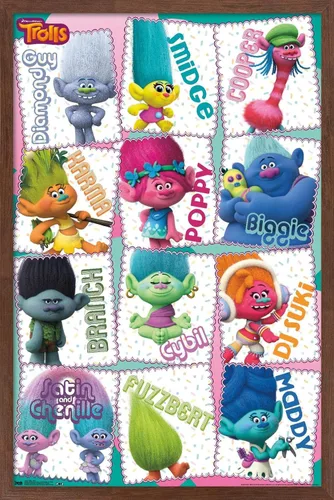 Vista 17 de Trends International Trolls - Grid Wall Poster, 22.4L x 14.7W, Barnwood Framed Version