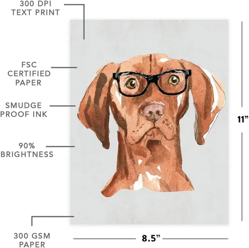 Vista 62 de Andaz Press Póster impreso para pared de perro, 8.5 x 11 pulgadas, Bulldog inglés con gafas negras, 1 paquete, regalo de cumpleaños de Navidad, sin