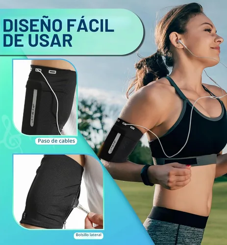 Vista 3 de HiRui Brazalete para Correr Manga Universal Brazalete Deportivo Brazalete para Celular Compatible con iPhone 16/15/14/13/Plus/Pro Samsung Galaxy