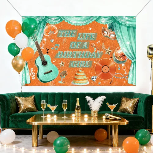 Vista 6 de Decoraciones para fiesta de cumpleaños de niña en My Showgirl Era, telón de fondo para fiesta de cumpleaños de Showgirl, decoración de fiesta