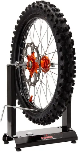 Vista 3 de Tusk, base de equilibrado y rectificación de ruedas de motocicleta.