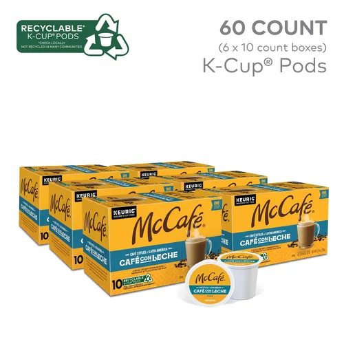 Vista 2 de McCafe Cafe Styles of Latin America Cafe con Leche, Keurig Cápsulas de café K-Cup de una sola porción, 60 unidades (6 paquetes de 10)