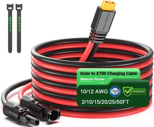 Vista 10 de Bateria Power Cable de extensión de carga solar a XT60 10AWG 2 pies conector solar a XT60 Cable adaptador para panel solar a batería LiFePO4 RV