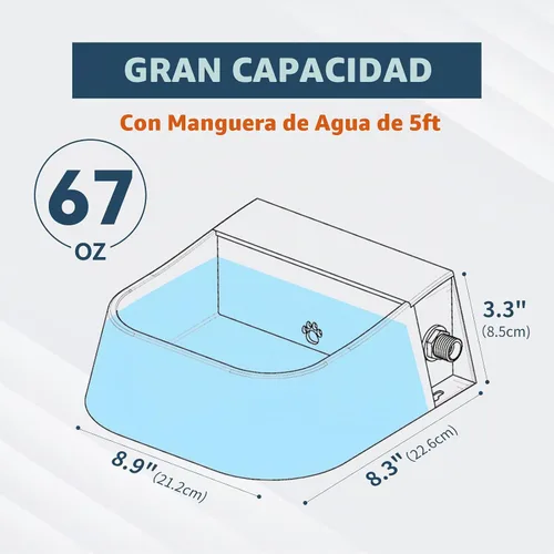Vista 6 de Cuenco de agua automático para perro para grifo macho GHT de 3/4 pulgadas, dispensador de agua de llenado automático para exteriores de 2 litros