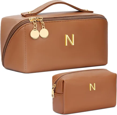Vista 86 de Regalos de cumpleaños para mujeres y adolescentes, juego de bolsas organizadoras de maquillaje con iniciales personalizadas, bolsa de cosméticos