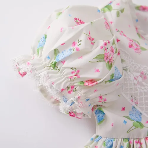 Vista 6 de pureborn Vestido de algodón de manga corta y larga para bebé niña pequeña 0-5T