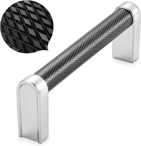 Vista 21 de Koofizo - Paquete de 10 tiradores de gabinete estriados para armario, manija negra para muebles (1.1 pulgadas/28 mm), herrajes sólidos K22