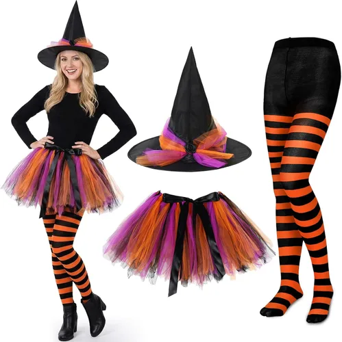 Vista 12 de SATINIOR Disfraz de bruja de Halloween para mujer 2026, negro y verde