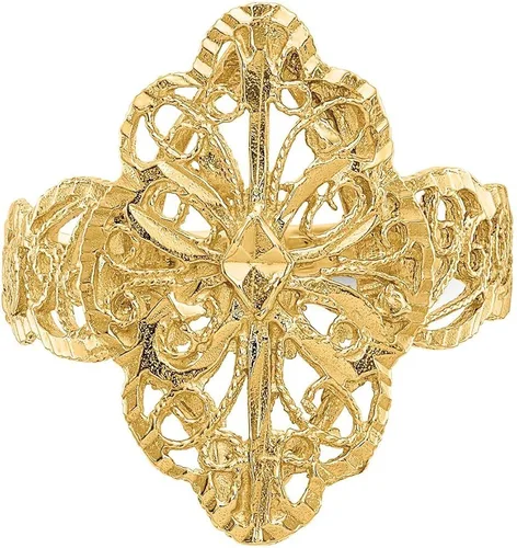 Vista 5 de Anillo de filigrana de oro amarillo macizo de 14 quilates con corte de diamante.