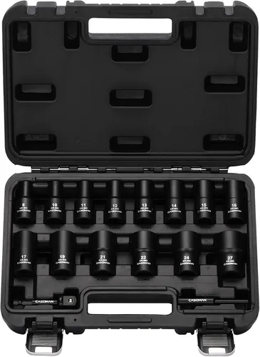 Vista 7 de CASOMAN Juego de 16 piezas de dados extractores de tuercas y pernos de impacto de 1/2 pulgada, extractor de tuercas de llanta desnudas, incluye