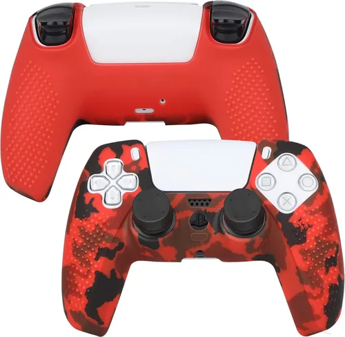 Vista 3 de Benazcap Accesorios de silicona para PS5 DualSense Wireless Controller Grip Case con protección antideslizante de silicona a prueba de polvo, 1