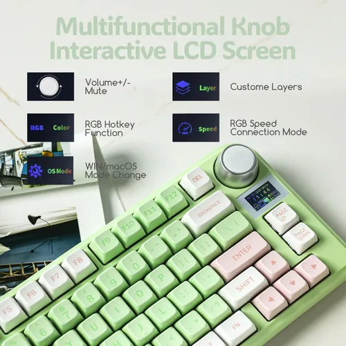 Vista 2 de EPOMAKER TH80-X - Teclado mecánico de junta, 75% de diseño, triple modo de intercambio en caliente, teclado para juegos con batería de 4000 mAh