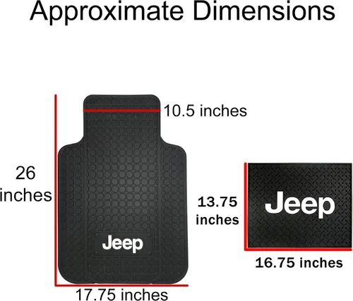 Vista 2 de Alfombrillas de goma para suelo de coche, camión, SUV con logotipo de Jeep para asientos delanteros y traseros - 4 piezas