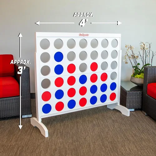 Vista 3 de GoSports 4 Foot Giant Wooden 4-in-a-Row Connect Game – Jumbo Party Size with Heavy-Duty Coins – Easy Setup and Portable Design for Indoor and