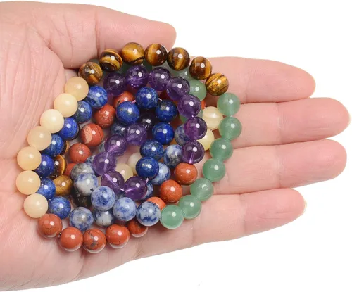 Vista 3 de LPBeads 100 Cuentas de 8mm Cuentas Redondas Naturales de Chakra, Cuentas Sueltas de Piedra Preciosa Redondas para Hacer Joyas con Cordón Elástico