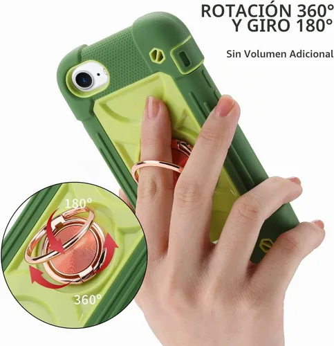 Vista 5 de Funda para iPhone Se3/iPhone Se2, iPhone 6/6S, iPhone 7/iPhone 8 de 4.7 pulgadas con soporte de anillo, con 2 protectores de pantalla resistentes