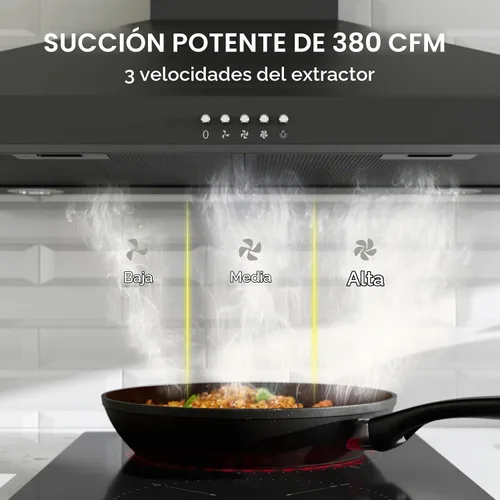 Vista 3 de magicplux Campana extractora de montaje en pared de 30 pulgadas, campana de cocina de 380 CFM con conducto convertible con y sin conductos Negro