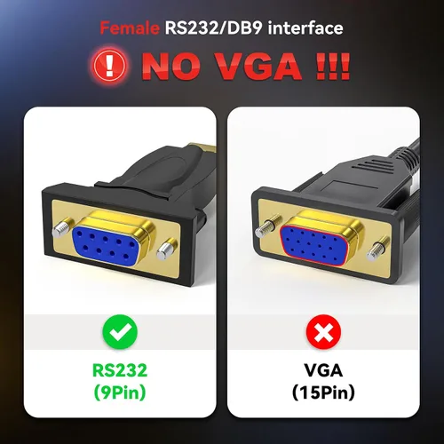 Vista 2 de Adaptador USB a serie RS232 con FT232, USB a RS232 chapado en oro DB9 convertidor hembra compatible con Windows 10, 8.1, 8, 7, Vista, XP, Linux