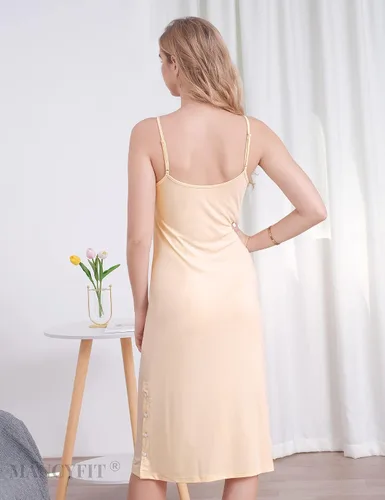 Vista 6 de MANCYFIT Vestido completo sin mangas para mujer, con tirantes delgados y abertura debajo de la camisola
