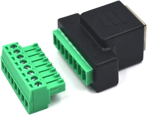 Vista 3 de Paquete de 2 adaptadores de bloque de terminales hembra Ethernet RJ45, enchufe de conector de extensión de cable de tornillo de tornillo de red RJ45