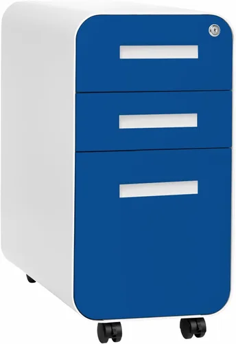 Vista 8 de Laura Davidson Furniture Stockpile Archivador móvil delgado de 3 cajones con cerradura - Archivador de metal para debajo del escritorio, carpetas
