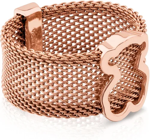 Vista 2 de Anillo TOUS Icon Mesh 925 Rosa Vermeil y Acero IP