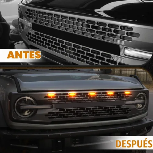 Vista 4 de Seven Sparta - 5 luces LED para parrilla delantera para Ford Bronco de 2/4 puertas Amber Light with Amber