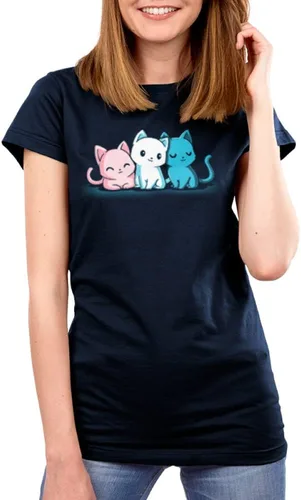 Vista 3 de TeeTurtle Camiseta de gatitos inclusivos relajados para mujer