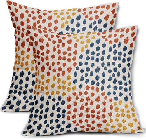 Vista 37 de Sweetshow Juego de 2 fundas de almohada de 16 x 16 pulgadas, diseño bohemio, con diseño de lunares, moderno y moderno, para exteriores, decorativas