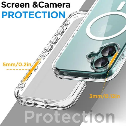 Vista 4 de AICase Funda transparente para iPhone 17 [compatible con MagSafe] resistente protección contra caídas, cuerpo completo, a prueba de golpes, a prueba