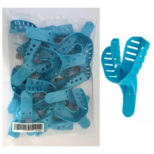 Vista 9 de Bandejas de impresión dental perforadas sin látex desechables bolsa de 12 piezas (#1 grande superior)