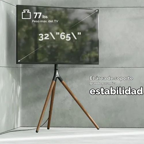 Vista 3 de ONKRON Soporte de TV con caballete para pantalla de 32 a 65 pulgadas de hasta 77 libras, soporte de trípode giratorio de 360°, altura ajustable Negro