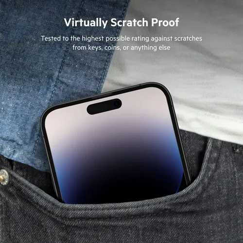 Vista 6 de Belkin TemperedGlass - Protector de pantalla para iPhone 14 Pro Max, accesorios para iPhone 14 Pro, fácil aplicación con bandeja guía