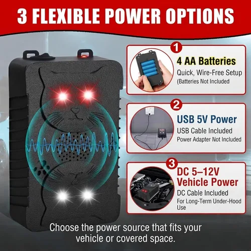 Vista 8 de 4 Pack Under Hood Rodent Repellent for Cars, Ultrasonic Strobe Deterrent