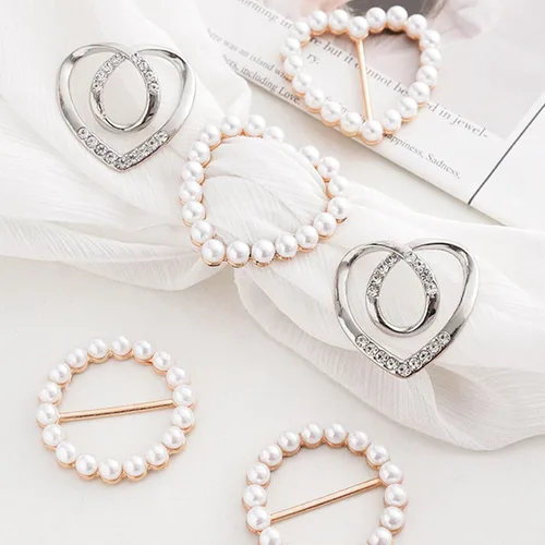 Vista 19 de 4 piezas de clip de anillo de bufanda para mujer, broche de perlas y flores, hebilla de metal para chal, accesorios de decoración para damas y niñas